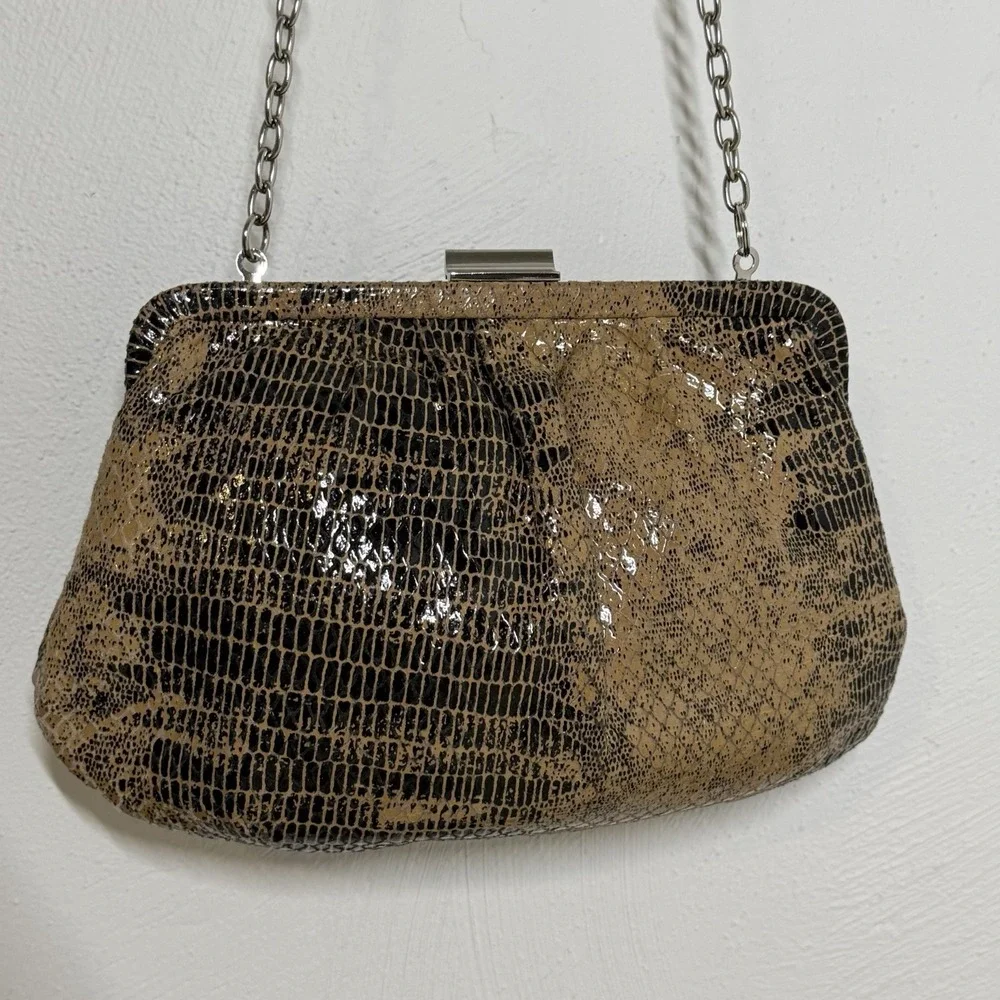 Hobo International Dove Crackle Exotic Animal Print Python Clutch Bag Small 9